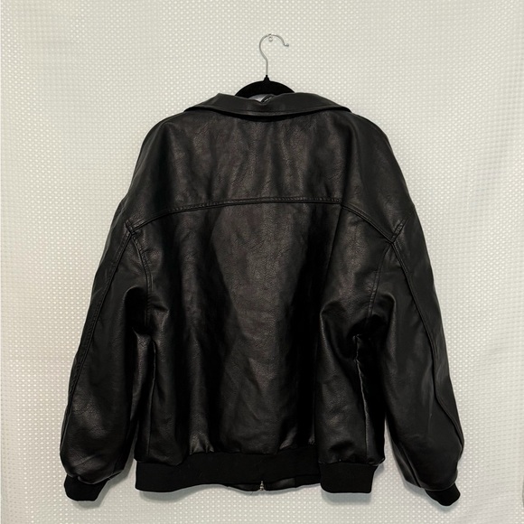 Princess Polly Goldsmith Faux Leather Bomber Jacket Black Oversized US 6 - Picture 13 of 15